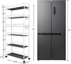 6 Tier 10in Slim Rolling Storage Cart with Handle, White Mobile Shelving Unit with Wheels, Metal Wire Storage Rack with Baskets for Kitchen Bathroom Office Laundry Narrow Piaces