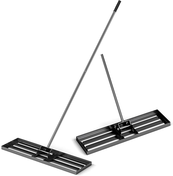 Goplus Lawn Leveling Rake, 36" x 10" Heavy Duty Level Lawn Tool w/ Ergonomic Handle for Soil, Effort-Saving Landscape Rake for Garden, Backyard, Golf Course, Farm, Pasture, Black