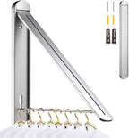 Clothes Drying Rack Folding Indoor And Outdoor Universal, Wall Mounted Folding Drying Rack Clothing Retractable Dryer Rack For Laundry Room Closet Organization And Storage, Aluminum (1, Silver)