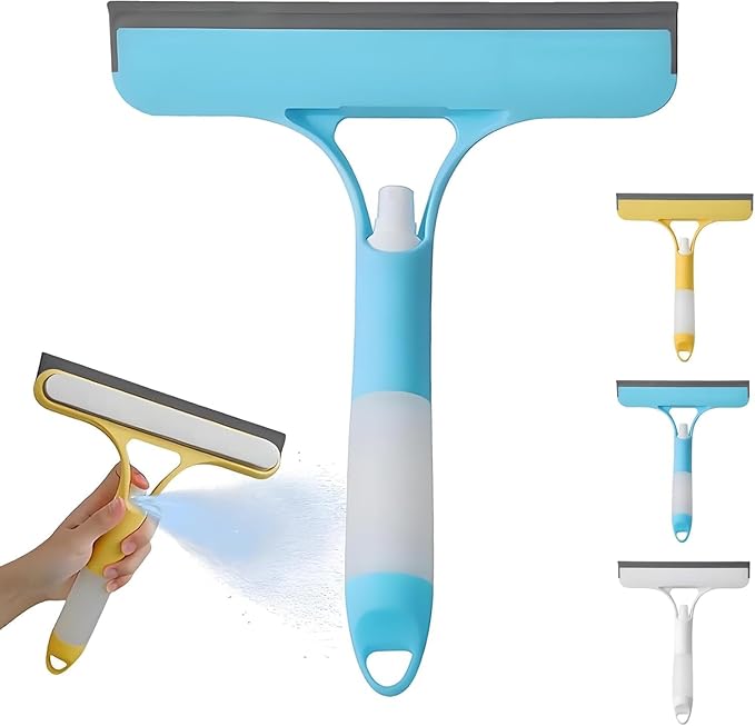3 in 1 Spray Squeegee, Window Squeegee with Spray 3 in 1 Window Squeegee Cleaner, Easy to Clean Without Streaks for Car, Home, Kitchen Window (Blue)