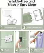 Handheld Steamer for Clothes, 1200W Foldable Travel Steamer, 20 Sec Preheat Garments Wrinkle Remover, 120V Portable Hand Iron with 150ml Water Tank, Clothes Steamer for Home Travel-Green