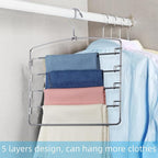 FeeraHozer Pants Hangers Space Saving 3 Pack No Slip 5 Layers Multi Functional Pants Rack Stainless Steel Swing Arm Space Saver Hanger for Trousers Jeans Towels Scarf （Grey）
