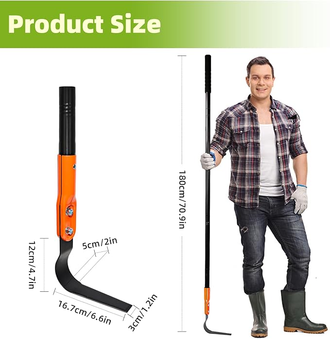 Pragmatist L Shaped Garden Hoe Tool, 70.9Inch Heavy Duty Manual Crevice Weeding Hoe - Weeder & Cultivator Hoe Garden Tool with Adjustable Long Handle for Digging, Trenching, Weeding, Loosening Soil