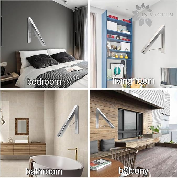 IN VACUUM Drying Racks for Laundry Foldable, Retractable Clothes Folding Indoor, Aluminium, Home Storage Organizer Wall Hanger for Clothes (1 Racks, Silver)