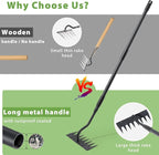 Manual Weeder Tool,8 Tines Garden Weeding Rake with Sharp Blade,55 Inch Long Handle,Heavy Duty Stand Weeding Tool for Weeding Loosening Soil Gathering Leaf Leveling Thatch Rake