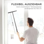 Extendable Shower Squeegee for Glass Doors, Shower Cubicle Squeegee Shower Wiper Window Cleaner Squeegee Shower Silicone, Squeegee Shower with 23.5-97 cm Telescopic Rod