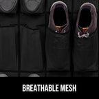GORILLA GRIP Over the Door Shoe Organizer, 2 Pack, 24 Breathable Mesh Pockets, Space Saving Hanging Storage Holder, Closet Rack Hanger Holds Up to 40 lbs, Hangs on Closets, Shoes, Accessories, Black