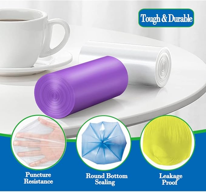 1.2 Gallon 350pcs small Trash Bags Strong Multicolor Garbage Bags, Bathroom Trash Can Bin Liners, Small Plastic Bags for home office, waste basket liner, fit 5 Liter,1,1.2,1.5Gal（Multicolor 350）