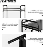 HDANI 4-Tier Metal Storage Rack with Shelf, Storage Shelves, Shelf Organizer, Garage Standing Shelving Unit for Laundry, Bathroom, Kitchen, Pantry, Closet, 23.6''W x 13.8''D x 50''H, Black