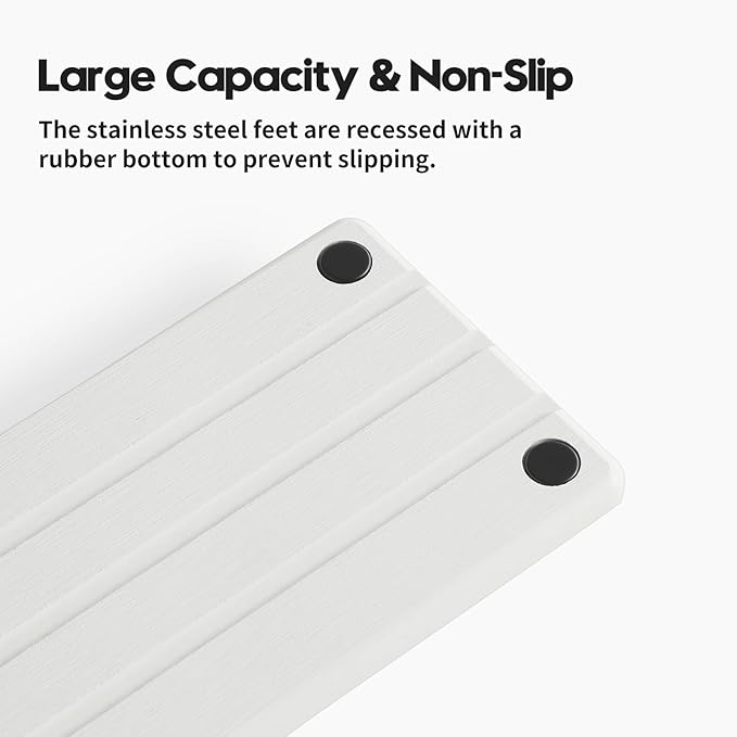 Instant Dry Sink Caddy Kitchen Sink Organizer, Quick Drying Diatomaceous Earth Stone Sink Tray Sponge Holder Soap Dish, Bathroom Countertop Vanity Dispenser Toothbrush Bottle, White, 10" x 4"