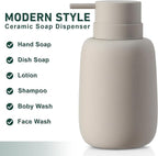 Grey Soap Dispenser Bathroom,Ceramic Soap Dispenser Lotion Pump Dish Soap Dispenser for Kitchen,16oz Refillable Liquid Hand Wash Dispenser for Bathroom (Rubber Paint)