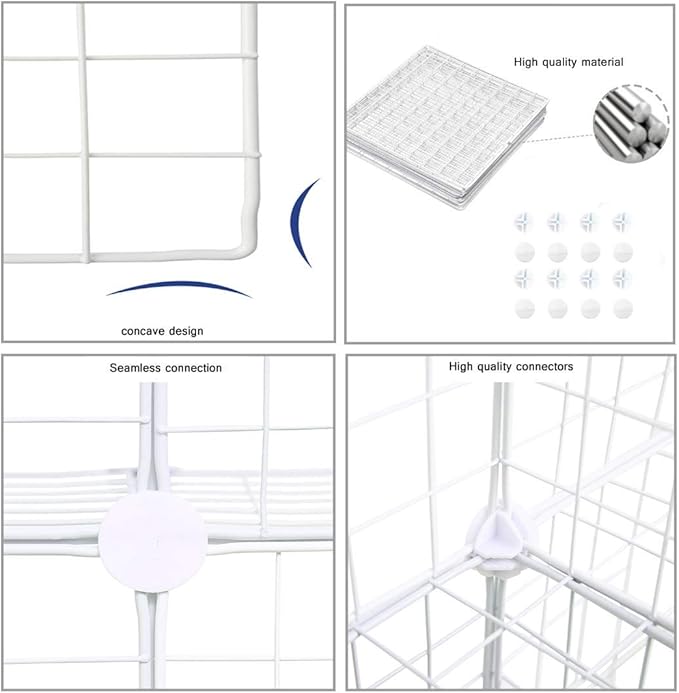 C&AHOME Wire Cube Storage, 6 - Cube Organizer Metal C Grids, Modular Shelves Units, Storage Bins Shelving, Closet Organizer, Ideal for Home, Office, Living Room, 36.6”L x 12.4”W x 36.6”H White
