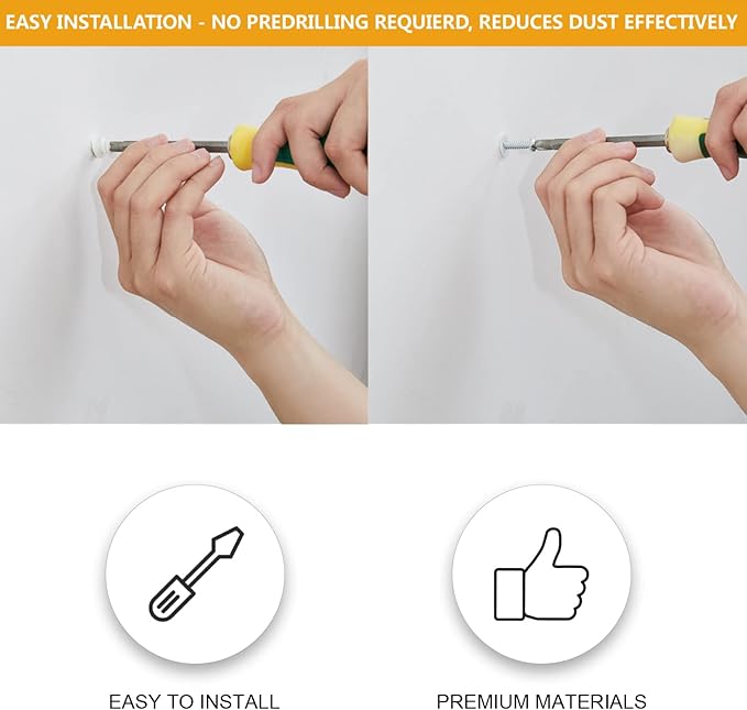 KURUI #8 Zinc Self-Drilling Drywall Anchors, 60PCs Hollow Metal Wall Anchors and Screws Kit, 30 Heavy Duty Anchors + 30#8 x 1-1/4'' Screws, 75LB Hanging and Mounting