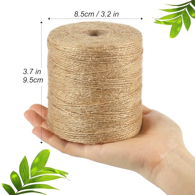 Tenn Well 1500 Feet Natural Jute Twine, 1mm Thin Brown Twine String for Crafts, Crocheting, Gift Wrapping, Gardening and Christmas Decorations