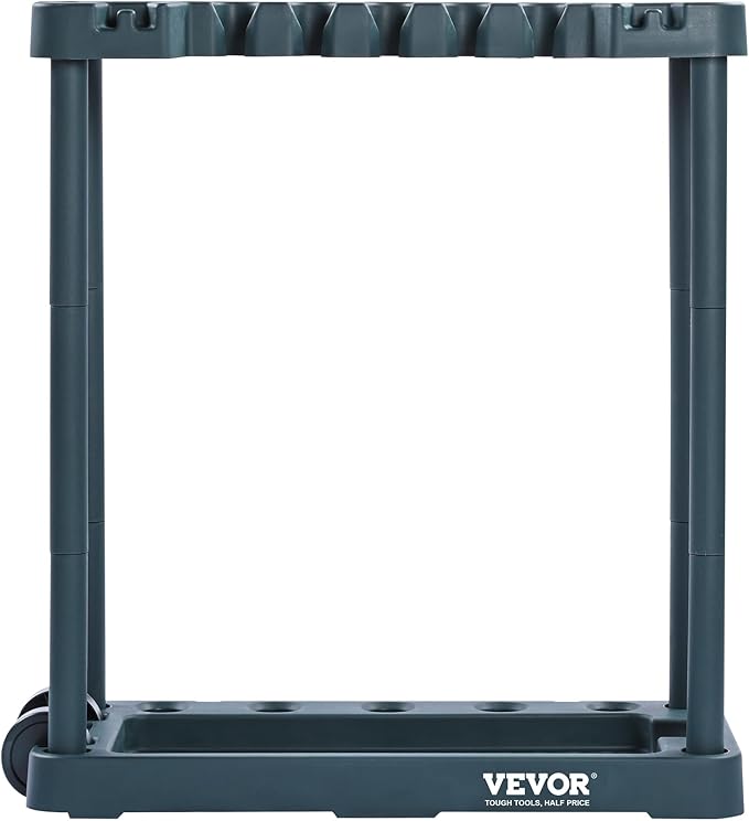 VEVOR Garden Tool Organizer, 10 Slots, Yard Tool Tower Rack for Garage Organization and Storage, Hold Long-Handled Tool/Rake/Broom/Shovel, PP Garden Tool Stand Holder Organizer for Yard, Shed, Outdoor