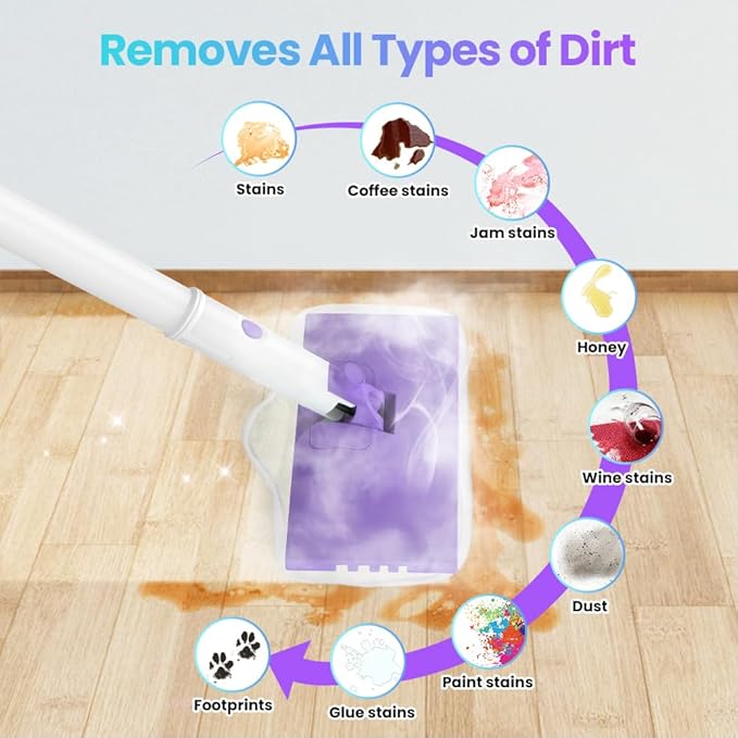 Steam Mop, All-in-One Powerful Handheld Steam Cleaner with 2 Levels Steam Mode, 350ML Tank, 23FT Cord, Quick-Heating Steam Mop Cleaner for Home and Floor Carpet Kitchen Bath Cleaning