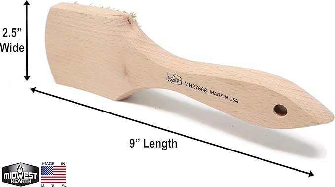 Brass Wire Utility Scrub Brush for Cleaning 9" Hardwood Handle (Made in USA)