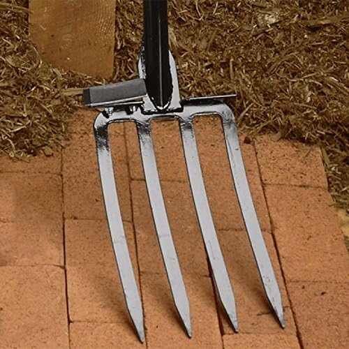 Kings County Tools 4-Tine Pitch Fork for Gardening - 42.5” Pitchfork Heavy Duty Steel Alloy Tines - Garden Fork for Loosening Soil, Compost, Mulching, Aeration, or Manure - Gardening Tools