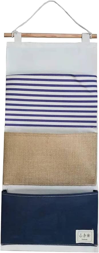 Fish Extender Hanger Over The Door Organizer Hanging Organizer Hanging Storage Bag 3 Pockets(Navy Blue)