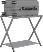 Hzuaneri Luggage Rack, Folding Suitcase Stand for Guest, Foldable, Luggage Holders with Shelf, Steel Frame with Nylon Straps for Bedroom, Hotel, Holds up to 154 lb, Grey,1 Pack LR03899G