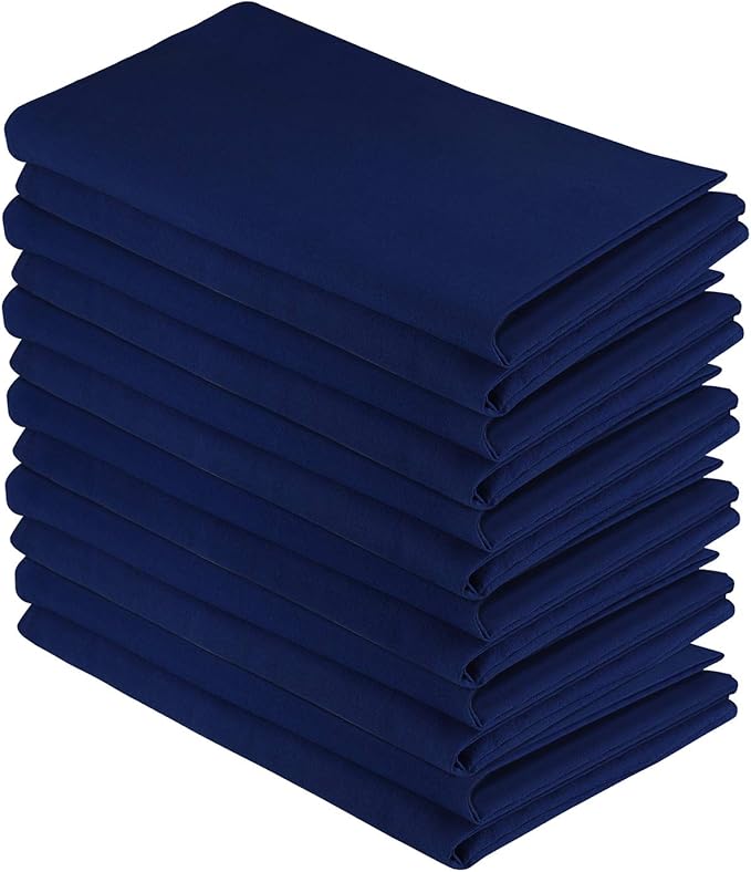 DG Collections 100% Cotton Flour Sack Towels – 12 Pack, 27x27 Inches, Navy, Lint-Free, Pre-Washed, Hemmed Edges – Reusable Kitchen Towels for Cleaning, Embroidery, Printing & Crafts - Navy
