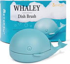 Whaley Whale Dish Brush – Cute Whale Scrub Brush for Dishes & Veggies, Palm Cleaning Brush, Funny Kitchen Gadget, Sink Accessories, Unique Gifts for Women, Housewarming or White Elephant Gifts