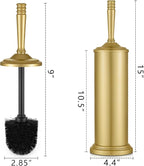 Gold Toilet Brush and Holder Set, Stainless Steel Toilet Brush for Bathroom,Heavy Duty Gold Toilet Bowl Brush and Holder,Deep Cleaning Modern Toilet Cleaner Brush -Space Saving, Covered Brush, Durable