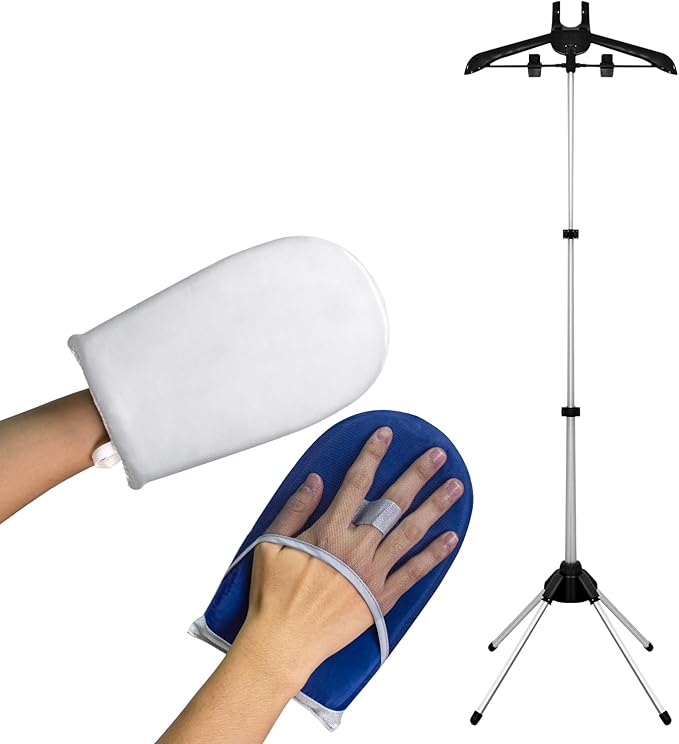 Steamer Hanger Stand with Garment Steamer Ironing Gloves,Garment hanger for steaming clothes,Steam rack for clothes,Handheld garment steamer rack