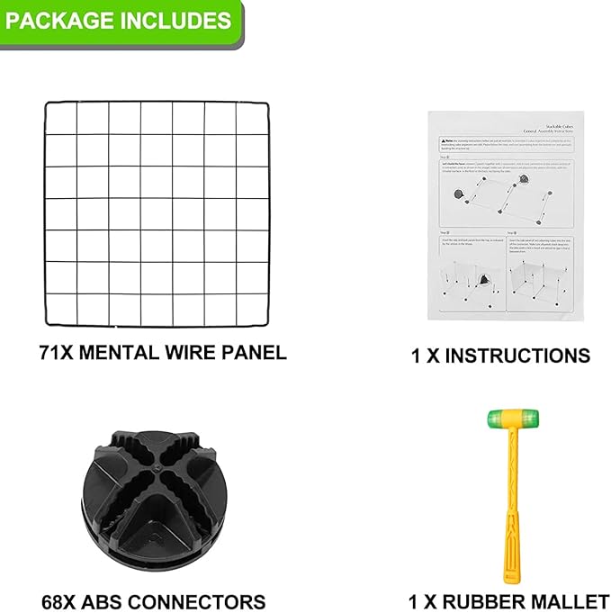 TUMUCUTE Wire Cube Storage Organizer, 25-Cube Modular Mental Grids Bookshelf, DIY Stackable Closet Cabinet for Bedroom Living Room, Office, Iron