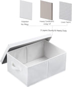 HOONEX Storage Bins with Lids for Organizing, Pack of 2, Storage Boxes with 2 Carrying Handles and Sturdy Heavy Cardboard, 16.5" L x 11.8" W x 7.5" H for Shoes, Books, Clothes, Nursery, White