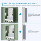 Quavikey Bathroom Medicine Cabinet with Mirror, Aluminum Surface Mount or Recessed Mirror Medicine Cabinet 20x26 Inch, Silver