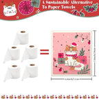 6 Pack Swedish Dishcloths for Kitchen |Watercolor Dish Towels | Reusable Paper Towels Washable | Non-Scratch Cellulose Sponge Cloths | No Odor, Biodegradable, Swedish Cloths, Pink Cat