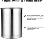 KSENDALO Stainless Steel Utensil Holder for Counter, Brushed Metal Utensil Crock Canister for Cooking Utensils on Countertop, with Heavy Base, Dishwasher Safe,Silver