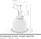 Plant Mister Spray Bottle Stainless Steel Watering Can for Indoor Plants Bonsai Sprayer Succulent Spritzer Houseplant Atomizer Terrarium Mister Modern Garden Tools 10oz/300ml White