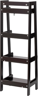 UTEX 4-Tier Ladder Shelf, Bathroom Shelf Freestanding, 4-Shelf Spacesaver Open Wood Shelving Unit, Ladder Shelf (Espresso)