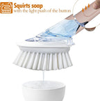 Soap Dispensing Replacement Dish Brush Storage Set with 2 PCS Brush Refills & Holder - RIMAY Dispenser Scrub Cleaning Scrubber Kitchen Dishwashing Dish Wand Handle for Dishes/Pans/Pots/Sink(Pink)
