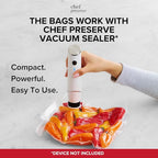 Chef Preserve Reusable Vacuum Sealer Bags for Food – 30 BPA-Free Small (8 x 10 in) Food Storage Bags, Freezer, Microwave – Odor-Resistant, Leak-Proof – Compatible with Chef Preserve Vacuum Sealers
