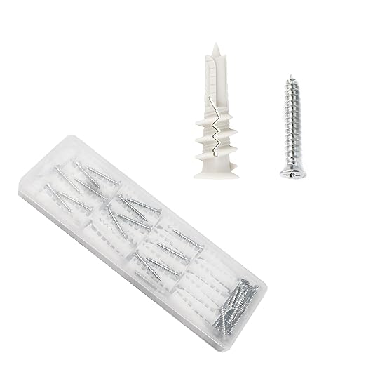 cSeao 60pcs #8 x 1-1/4'' Drywall Anchors, Wall Anchors and Screws for Drywall, 75LB Hanging and Mounting, 30pcs Threaded Plastic Sheetrock Anchors and #8 Screws