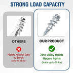 60 PCS Self-Drilling Drywall Anchors with #8 x 1-1/4" Screws – Heavy-Duty Zinc Alloy Anchors Kit for Drywall, Sheetrock & Hollow Walls, No Pre-Drilling Needed