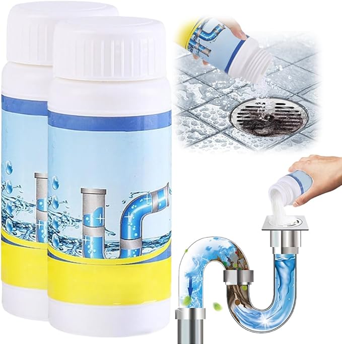 2025 New Sink Drain Cleaner, Upgraded Sink and Drain Cleaner, Powerful Pipe Unclogging Agent Cleaner for Kitchen Toilet and Pipes Cleaning Tool (2PCS)