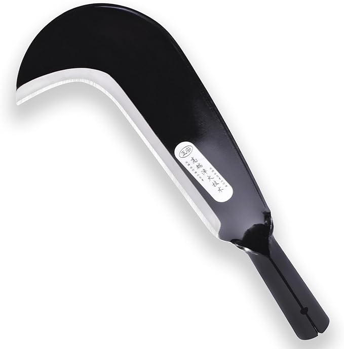 1pce 340mm/13.39in Manganese Steel Billhook Brush Clearing Sickle for Grass,Weeding Tools for Garden,Curved Sawtooth Sickle,Machete Axe for Cutting Trees,Steel Blade Knife in Hand