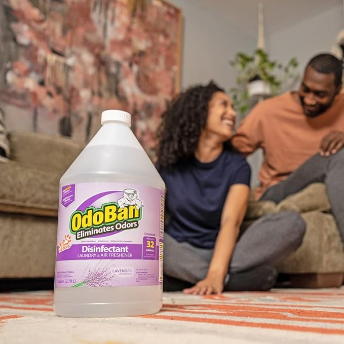 OdoBan Disinfectant Concentrate and Odor Eliminator, Made in the USA, Lavender Scent, 4 Gallons