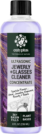 Calyptus Ultrasonic Jewelry Cleaning Solution Concentrate | Professional Power for Use in All Ultrasonic Machines | Plant-Based Eyeglass and Jewelry Cleaner | USA Made, 8 Ounces