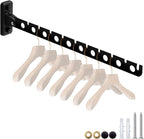 ACNISM Wall Mounted Clothes Rack, Laundry Room Hanging Rack, Retractable & Foldable Drying Rack with 180° Rotation, Space-Saver for Laundry Room & Bedroom, Bathroom Closet Storage, 1-Pack, Black