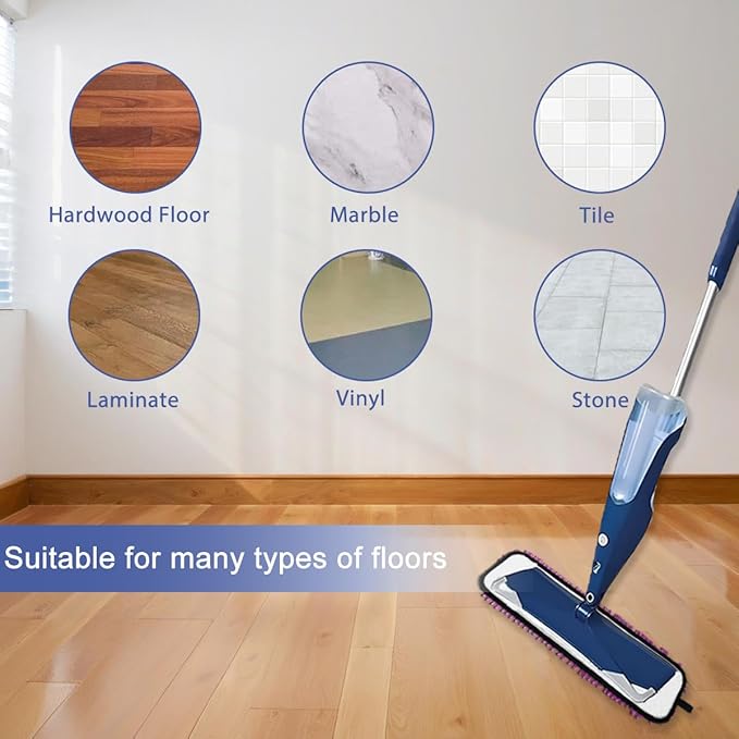 Diteje 5 Pack Replacement Mop Pads Washable Refill Compatible with Bona,Reusable Microfiber Sweeping Pad Surface Cleaning for Hardwood Floors Dry Wet Use