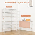 34" Widening Design Shoe Rack for Closet 16 Pairs Small Spaces Non-Woven 3 Tier Shoe Organizer Stackable Metal Shoe Shelf for Entryway, Bedroom White