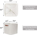 HNZIGE 13x13x13 Cube Storage Bins, Fabric Storage Cubes Baskets for Shelves, Set of 4, Cube Storage Baskets with Handles Foldable Storage Baskets for Organizing Clothes, Toys, Closet, Nursery(Cream)