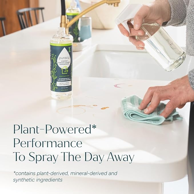 Puracy Multi-Surface Cleaner Concentrate - Plant-Powered All Purpose Cleaner - Surface Cleaner Solution As Seen on TikTok (Organic Lemongrass, 16 fl oz, 1 Pack)