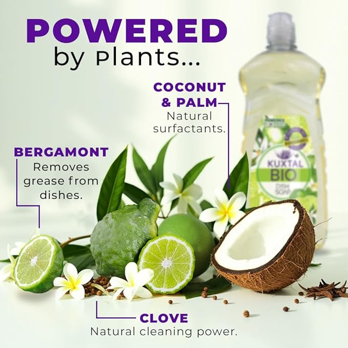 KUXTAL Dish Soap Liquid – 3 Pack | Biodegradable Formula Certified by OECD 301-A | Eco-Friendly with Natural Ingredients | Gentle on Hands | Citrus Scent | 27.7 fl oz Each