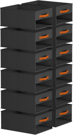 Homsorout Drawer Organizers and Storage - 12 Pack Foldable Pants Organizer with Clear Window & Handles, Fabric Closet Organizer for Clothes, Jeans, Sweaters, Towels, T-shirt, Scarf (Black)